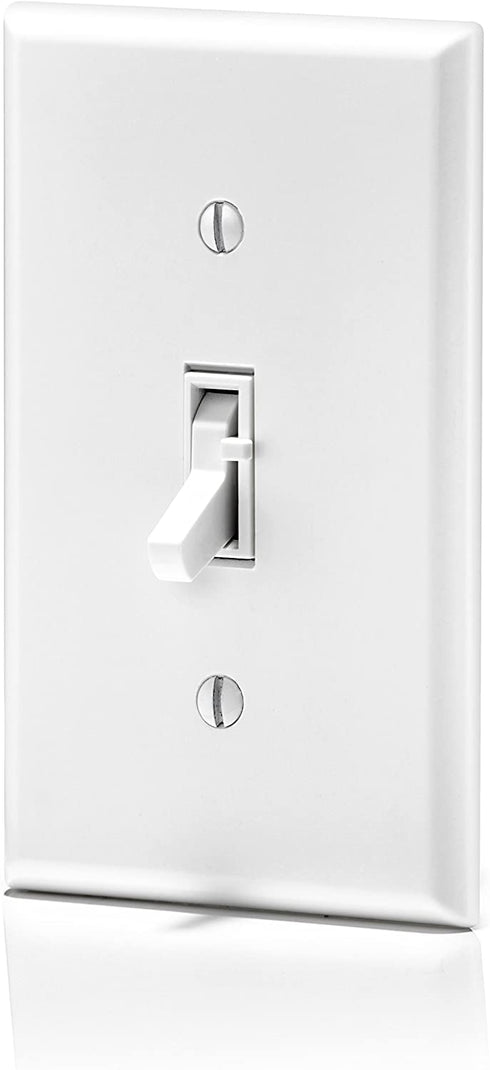 Leviton TSL06-1LW Toggle Slide Universal Dimmer, 300-Watt Dimmable LED and CFL, 600-Watt Incandescent and Halogen for Single Pole or 3-Way, with Locator Light, 1-Pack, White