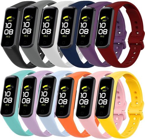 12 Pack Replacement Bands Compatible with Samsung Galaxy Fit 2 SM-R220 for Women Men Classic Waterproof Sport Watch Band Strap Wristband for Galaxy Fit 2 Smart Watch
