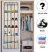 Over the Door Shoe Organizer, 2 Pack Laigoo Hanging Shoe organizer with 24 Large Fabric Pockets, with 4 Hooks Shoe Storage Rack Organizer for Closet Bedroom Bathroom Pantry?60 x 20 inch, Beige)