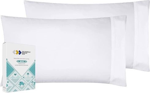 Heirloom Soft, Smooth & Thick Certified 800 Thread Count 100% Cotton Sateen is Superior to Egyptian Cotton Claims, 2 King Size Pillow Cases, Fits King Pillows (Bright White)