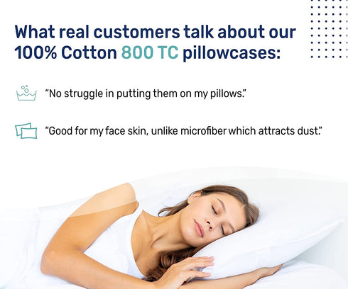 Heirloom Soft, Smooth & Thick Certified 800 Thread Count 100% Cotton Sateen is Superior to Egyptian Cotton Claims, 2 King Size Pillow Cases, Fits King Pillows (Bright White)