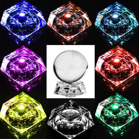 MerryNine Photograph CrMerryNine Crystal Meditation Ball Globe, ystal Ball with A Stand, K9 Crystal Sunshine Catchers Ball, Home Decoation Ornaments, Photography Accessory (80mm/3.2" with Led Stand)