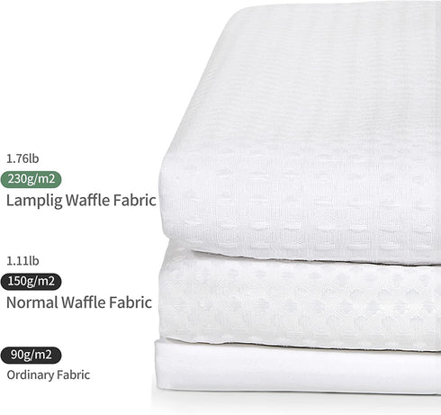 Lampling Waffle Shower Curtain White Fabric Hotel Luxury Textured Modern Farmhouse Waterproof Bathroom Curtain Cloth Pretty Elegant Spring Shower Curtains Sets 72" x 72"