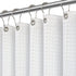 Lampling Waffle Shower Curtain White Fabric Hotel Luxury Textured Modern Farmhouse Waterproof Bathroom Curtain Cloth Pretty Elegant Spring Shower Curtains Sets 72" x 72"