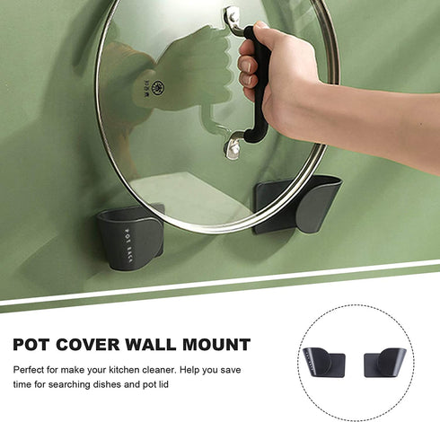 Cabilock 5 Pairs Pot Lid Rack Wall Mounted Adhesive Pan Pot Cover Storage Rack Shelf Chopping Board Holder Drain Rack for Kitchen Home Black