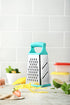 Marco Almond KYA57B Box Grater,Stainless Steel Grater with 4 Sides,Slicer 5 Piece Set, Potato,Cheese,Cucumber,Salad Vegetables Graters Peelers, Dishwasher safe, Turquoise