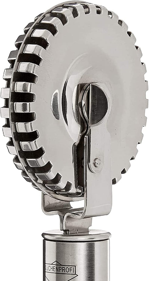 Küchenprofi Ravioli Cutter 18/10 Stainless Steel Wheel, Perfect for Cutting, Sealing, and Crimping Fresh Pasta and Pastry Dough, 7-Inch, Silver