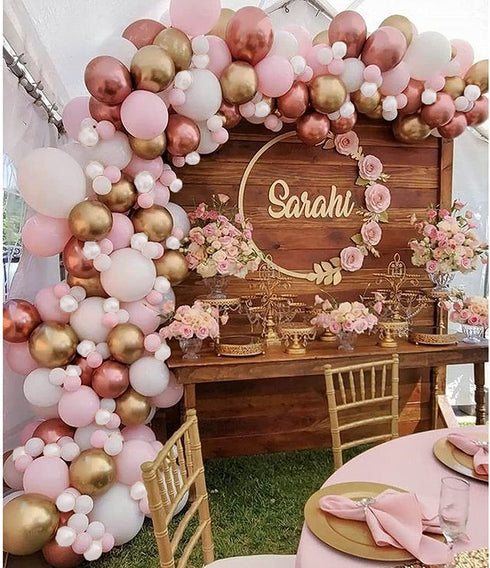 Pink Balloon Arch Kit 140 Pcs, TOPLLON Baby Shower Decorations for Girl with Rose Gold Metallic Baby Pink Balloons Garland for Bridal Shower Birthday Party Decorations