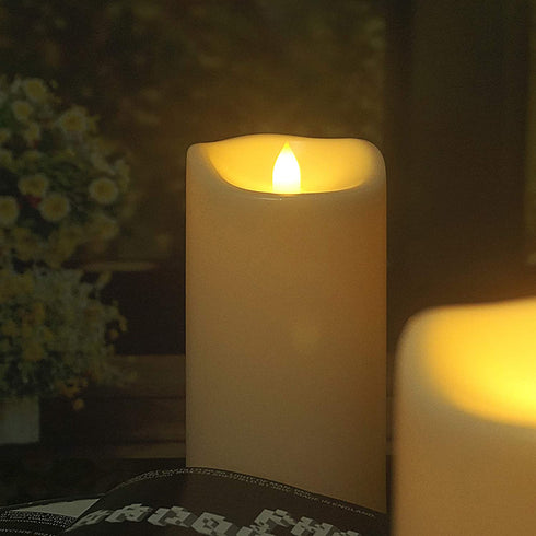 Battery Operated Flameless LED Pillar Candle, Outdoor Waterproof Flickering Light with Remote & Timer for Wedding Party Home Decoration 4x8, 1 Pack