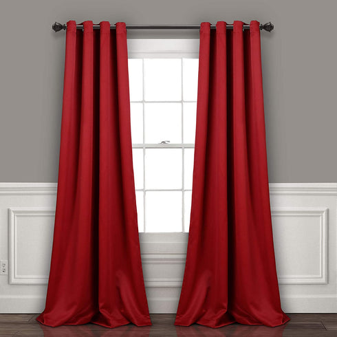 Lush Decor Curtains-Grommet Panel with Insulated Blackout Lining, 95 in L Pair, Red
