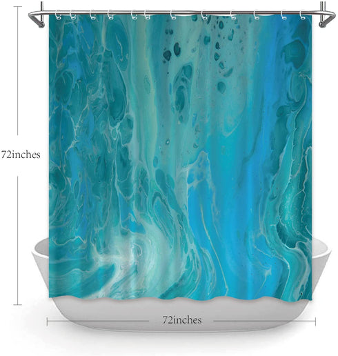 Blue Green Abstract Marble Shower Curtain Light-Color Modern Luxury Art Bath Curtain Waterproof Polyester Fabric Bathroom Decor Shower Curtains 72x72 Inches