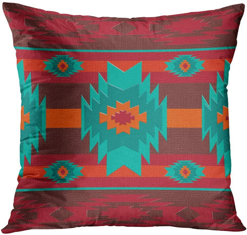 ArtSocket Set of 4 Throw Pillow Covers South Southwest Western Tribal Red Native American Home Cultural Geometric Hue Country Decorative Pillow Cases Home Decor Square 18x18 Inches Pillowcases