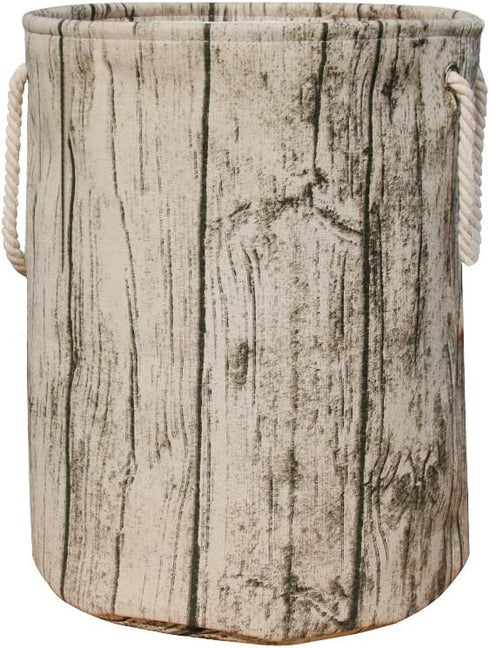 Jacone Stylish Tree Stump Shape Design Storage Basket Cotton Fabric Washable Cylindric Laundry Hamper with Rope Handles, Decorative and Convenient for Kids Bedroom