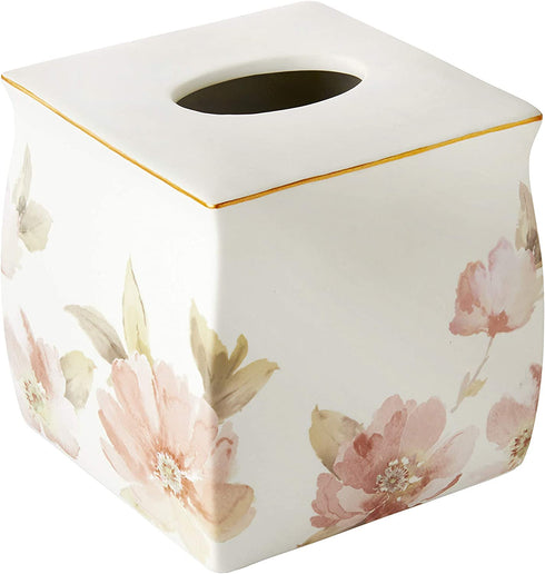 SKL Home by Saturday Knight Ltd. - U1101800240004 Misty Floral Tissue Box Cover, 6.09x6.33x6.39, Pink