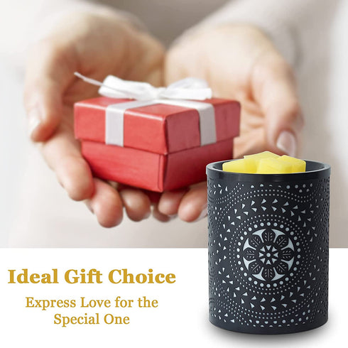 Bobolyn Electric Wax Melt Warmer Metal Wax Burner Wax Cube Melter Fragrance Warmer for Scented Wax & Essential Oil Burner (Lotus Carving)