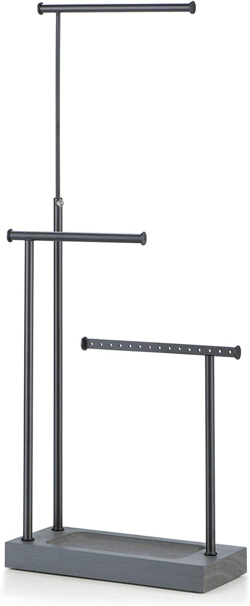 SRIWATANA Jewelry Organizer Display Extra Tall Necklace Holder 3 Tier Jewelry Tree Stand (Weathered Grey & Black)
