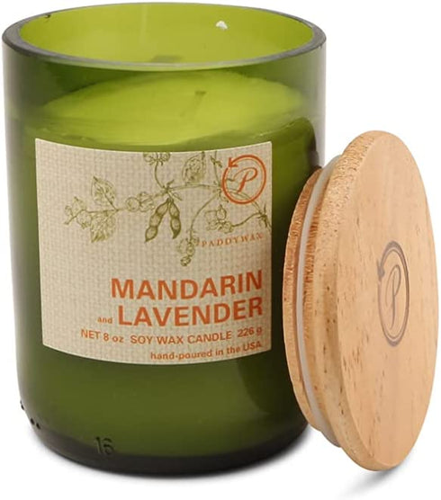 Paddywax Candles Eco Green Collection Scented Candle, 8-Ounce, Mandarin & Lavender