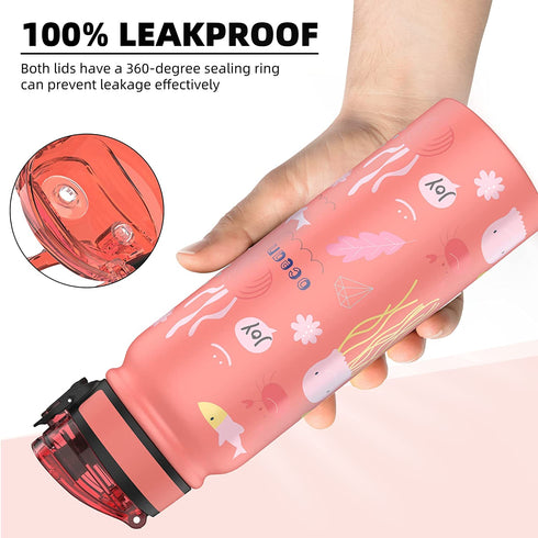 Fanhaw Water Bottles Stainless Steel Insulated Vacuum 20oz Water Bottle for Kids/Adults, 2 Lids Leak Proof Thicken Double Wall for Cold & Hot Beverages, BPA Free (Ocean)