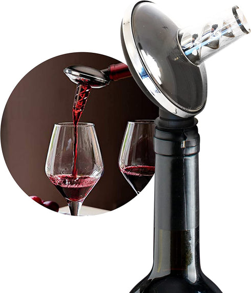 OxyTwister Wine Aerator Pourer-Premium Aerating and Decanter Spout-Improves Wine Taste and Aroma-Prevent Wine Leak-Red Wine Bottle Stopper-Portable Wine Accessories