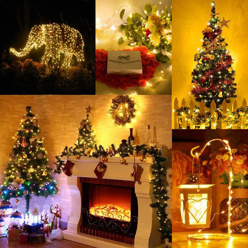 Chinety Fairy Lights Battery Operated 33ft 100 LED 4 Pack Christmas String Lights, Waterproof 8 Modes Twinkle Lights with Remote Timer Starry Copper Wire Light for Bedroom Christmas Party Decor