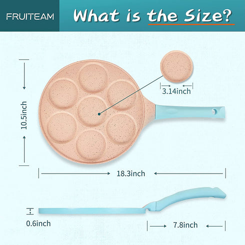 FRUITEAM Griddle Pan, Pancake Pan Nonstick 10 Inch Pancake Maker Mini Pancake Mold Pan 7-Cup Blini Pan Grill Pan for Kids Gifts Cake