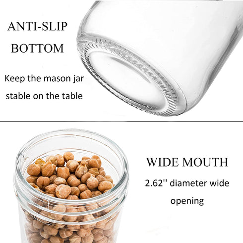 Yesland 12 Pack 8 Oz Glass Regular Mouth Mason Jars with Metal Airtight Lids - BPA Free Overnight Oats Jars with Lid and Wide Mouth Mason Jars for Jelly, Jam, Dry Food, Spices, Herbs, Salads, Yogurt