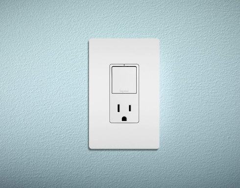 Legrand radiant 15 Amp Combination Switches, Rocker Wall Light Switch, White, Combination 3-Way Switch + Outlet, RCD38TRWCC6