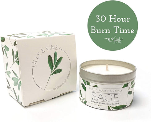 White Sage Smudge Candle for Cleansing House Negative Energy, Hand-Poured by USA Artisan, Perfect for Intention Setting, Meditation, Chakra Healing, Calm Anxiety, Spiritual Gift New Home Essential