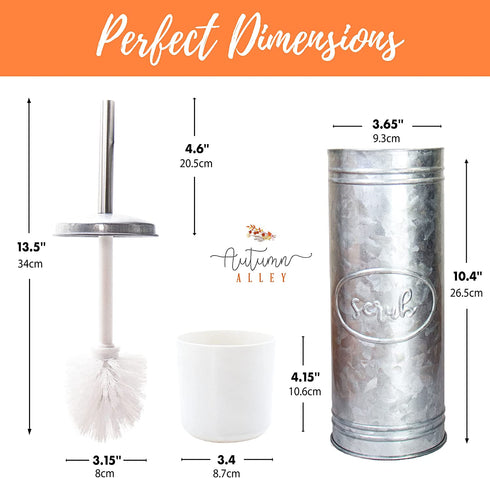 Autumn Alley Rustic Toilet Brush and Holder Set for Farmhouse Bathroom - Galvanized Toilet Bowl Brush with Holder Adds Farmhouse Style to Your Rustic Bathroom Decor- Galvanized Bathroom Accessories