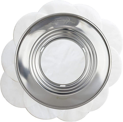Mabeeze Steamer Ring Stainless Steel Adapter fits 8 to 13 inches Steamers and Pots, for Bamboo Baskets and Steamer Pots - 10 Paper Liners included