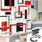 DESIHOM Red Shower Curtain with 12 Metal Double Glide Hooks, Black Red Modern Shower Curtain Geometric Bathroom Shower Curtains Polyester 72x72 Inch