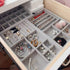Stackable Jewelry Organizer Trays Drawer Inserts ,Velvet Earring Display Trays, Box Ring Holder Necklace Case, Storage for Bracelet Brooch Watch, Set of 4 (Gray)