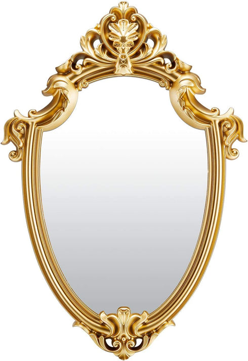 Decorative Wall Mirror of Gold Shield Shape, 16" L x 11" W