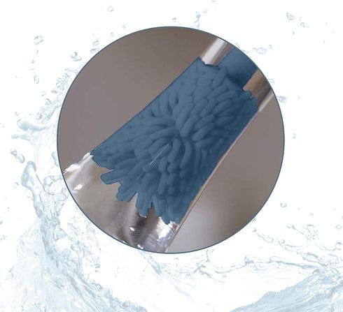 Long Silicone Bottle Brush - Professional Scratch Free Material, Silicone Handle with Firm Grip, Narrow Bottle Neck Cleaning (Blue)