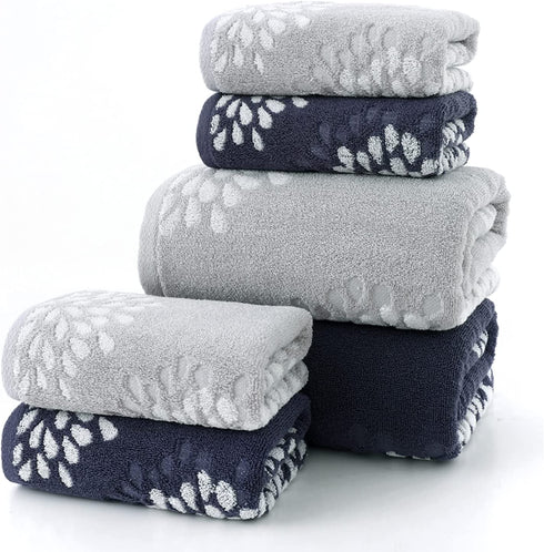 Pidada Bath Towel Hydrangea Pattern 100% Cotton Soft Absorbent Towels for Bathroom 1 Pack 27.6 x 55 Inch (Dark Grey)
