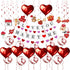 Proposal Decorations for her, I Love You Banner, Merry Me Banner,Valentines Day Decor, 2 Glitter Red Heart Garland, Red Heart Foil Balloon, Confetti Balloons