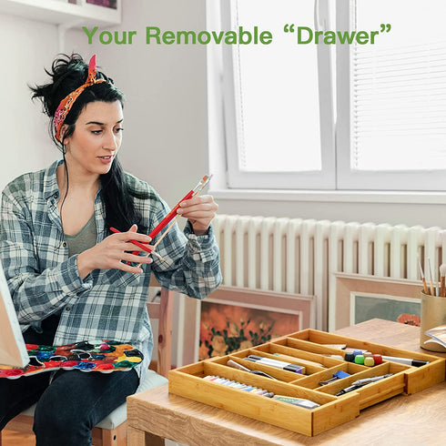 Bamboo Expandable Drawer Organizer for Utensils Holder, Adjustable Cutlery Tray, Wood Drawer Dividers Organizer for Silverware, Flatware, Knives in Kitchen, Bedroom, Living Room by Pipishell