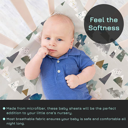 Mountains Baby Boy Crib Sheet Toddler Bed Sheets Soft Breathable Nursery Bedding