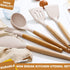 Umite Chef 36pcs Silicone Kitchen Cooking Utensils with Holder, Heat Resistant Cooking Utensils Sets Wooden Handle, Khaki Nonstick Kitchen Gadgets Tools Include Spatula Spoons Turner Pizza Cutter