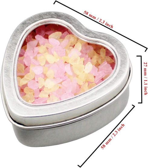 14-Pack 2oz Empty Heart Shaped Silver Metal Tins with Clear Window for Candle Making, Candies, Gifts & Treasures