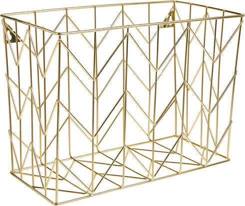 U Brands Hanging File Desk Organizer, Wire Metal, Gold - 894U02-06