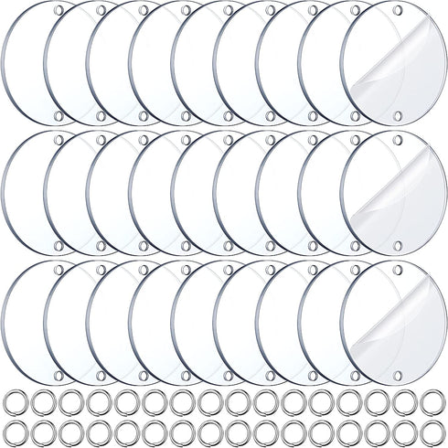 Acrylic Round Ornaments Blank with 0.5 Inch Acrylic Keychain Blank Transparent Blank Ornaments with Hole for Vinyl Acrylic Circles Clear Disc Ornaments Blank for DIY Craft (2 Inch,200 Pieces)