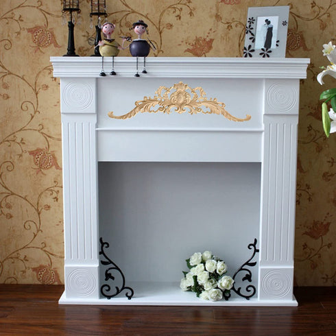 LXYUUM Wood Carved Long Onlay Applique Unpainted Frame Wood Appliques and Onlays for Furniture (04, 40x11cm/15.75x4.33inch)