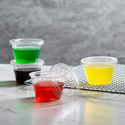 Zeml Portion Cups with Lids ( 4 Ounces, 200 Pack) | Disposable Plastic Cups for Meal Prep, Portion Control, Salad Dressing, Jello Shots, Slime & Medicine | Premium Small Plastic Condiment Container