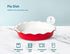 Pie Dish, by Kook, Round Pie Pan/Plate, Deep Dish, Ruffled Wave Edge, for Kitchen Cooking/Baking Dessert Dinner, 10-Inch Ceramic make, 42oz (Cherry)