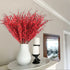 IVITA 10 Pcs 29.5œ Artificial Plants & Flowers Winter Jasmine Flowers Artificial Plant Faux Berries Fake Flower for Home Bedroom Kitchen Wedding Party Table Arrangement Decoration (Red)
