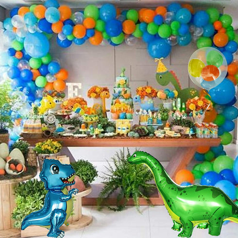 162 Pcs Boys Dinosaur Party Supplies with 4D T-Rex Balloon Dinosaur Jungle Jurassic Theme Balloons for Blue theme Boys Birthday Party Baby Shower Decorations