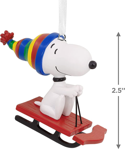 Hallmark Peanuts Snoopy Sledding Christmas Ornament, Charlie Brown Tree Decoration