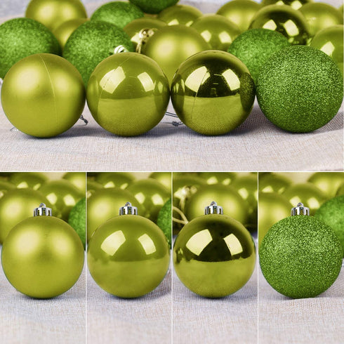24Pcs Christmas Balls Ornaments for Xmas Tree - Shatterproof Christmas Tree Decorations Large Hanging Ball Lemon Green 3.2" x 24 Pack