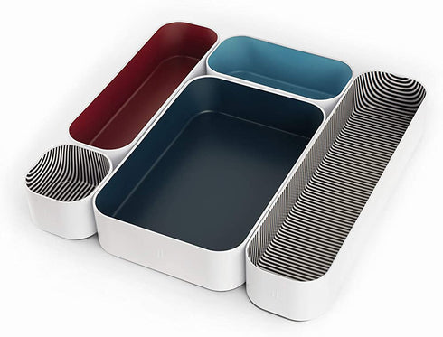 Drawer Organizer S/5 - 2" Peacock, Sky Blue, Berry, Stripes